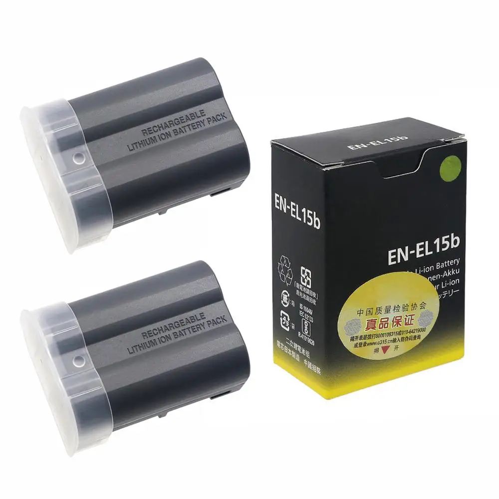 Аккумулятор для камеры ENEL15b EN EL15b 2 × 1900 мА · ч Nikon Z6 Z7 беззеркального фотоаппарата