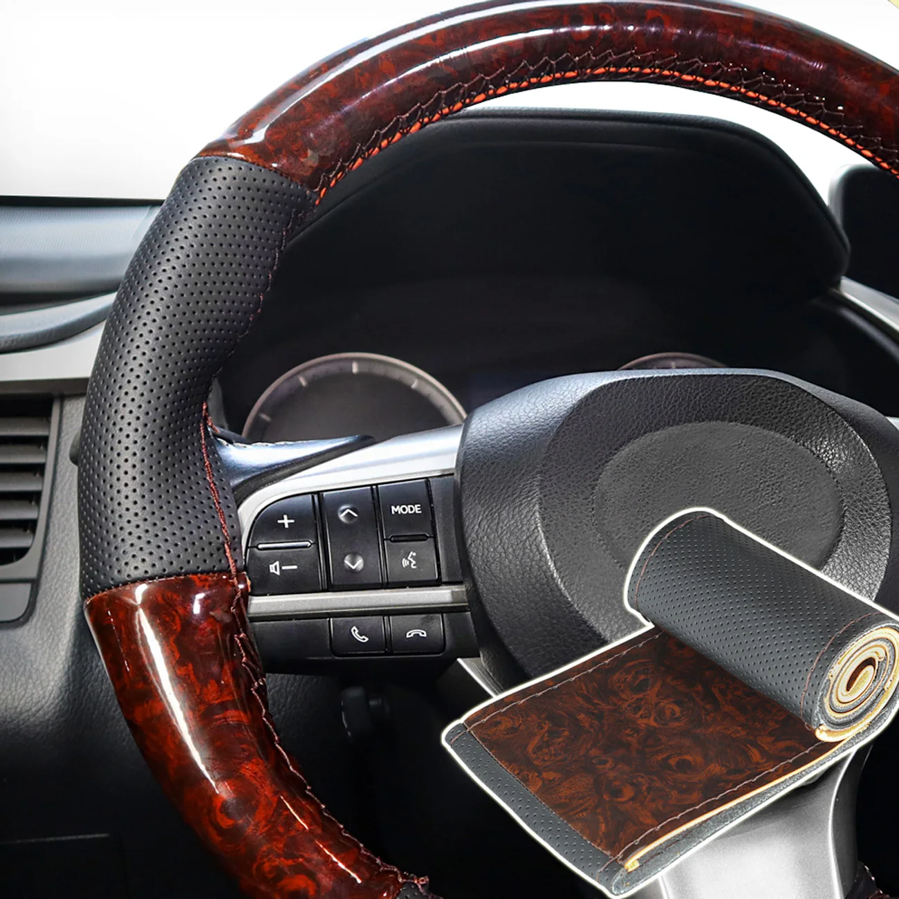 Steering Wheel Cover Wood Grain