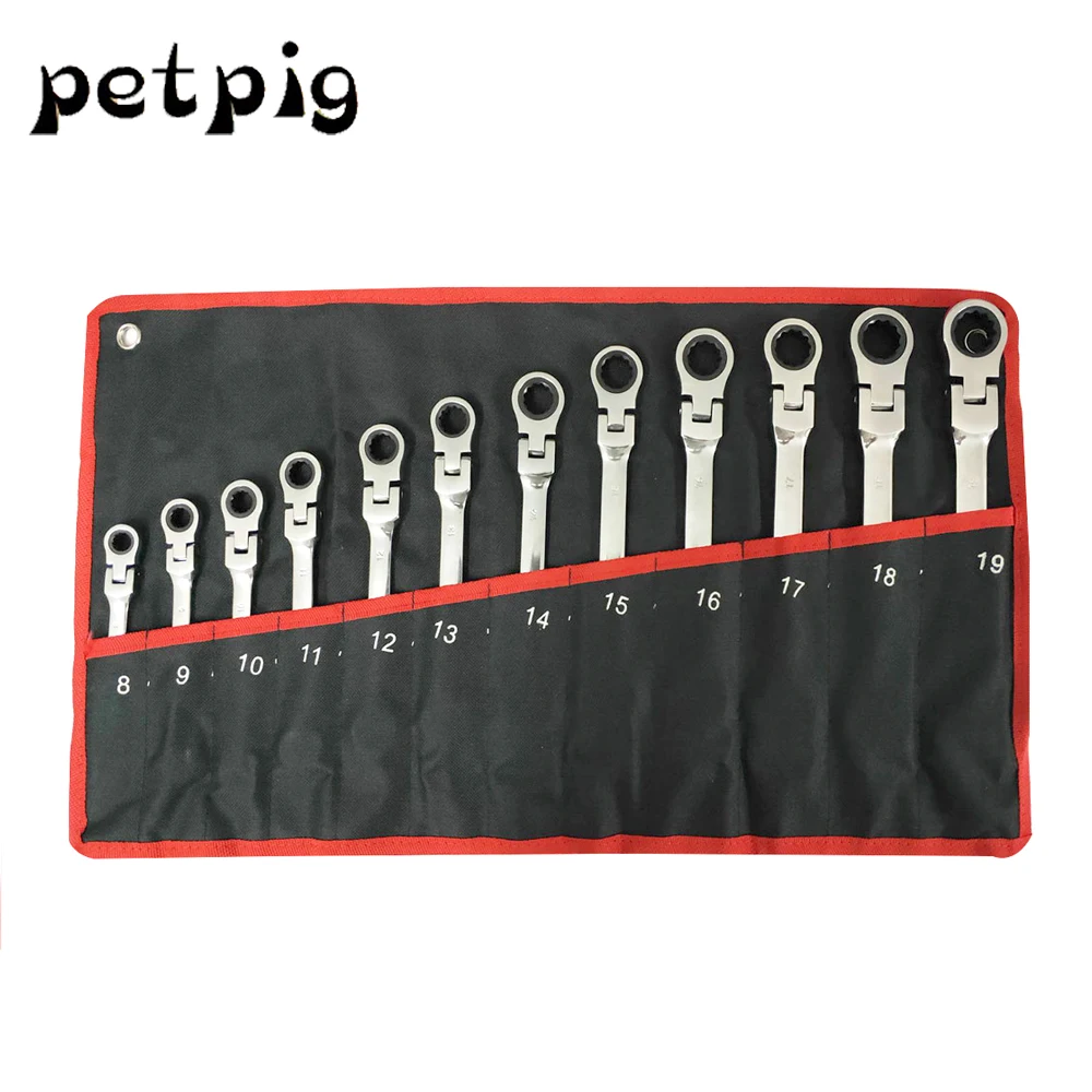

Petpig 5/7/12Pcs Wrenches Universal Key Ratchet Spanners Fixed Head Ratcheting Combination Wrench Sets Ratchet Handle Spanner