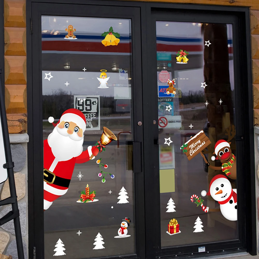 DIY рождественские 3D настенные наклейки для декора гостиной Рождественский Клаус оконные стеклянные лосиные наклейки s плакат декоративные пленки Рождественская елка