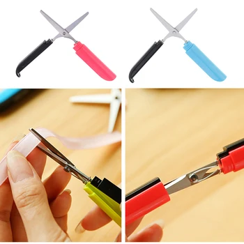 

Portable Paper Cutting Scissors Folding Safety Scissors with Cover Red