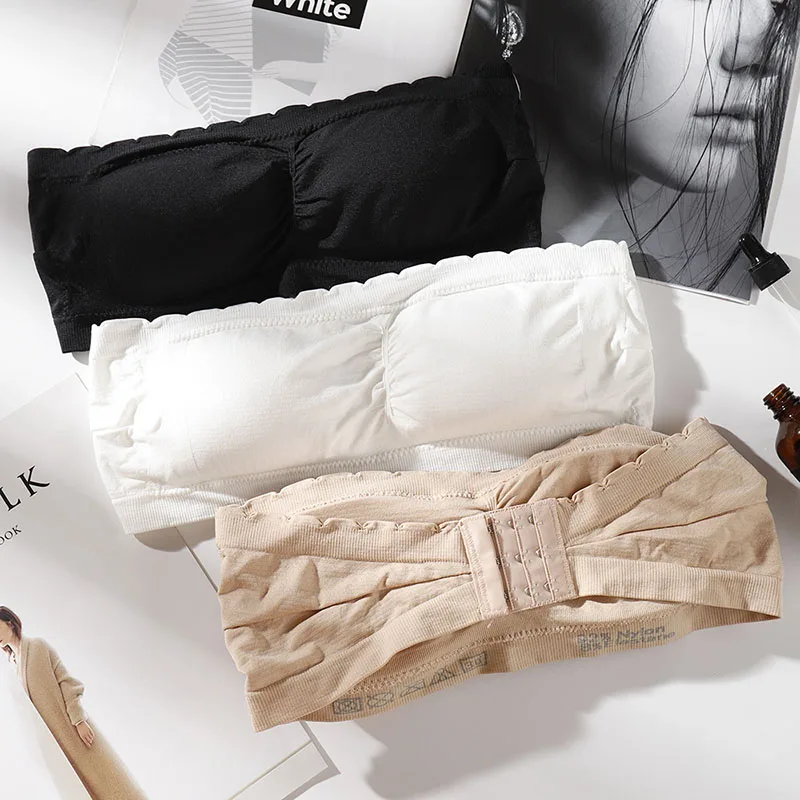 Бесшовный топ-труба для женщин без бретелек Регулировка Bralette сплошной цвет мягкий эластичный провод ТРУБА Топ