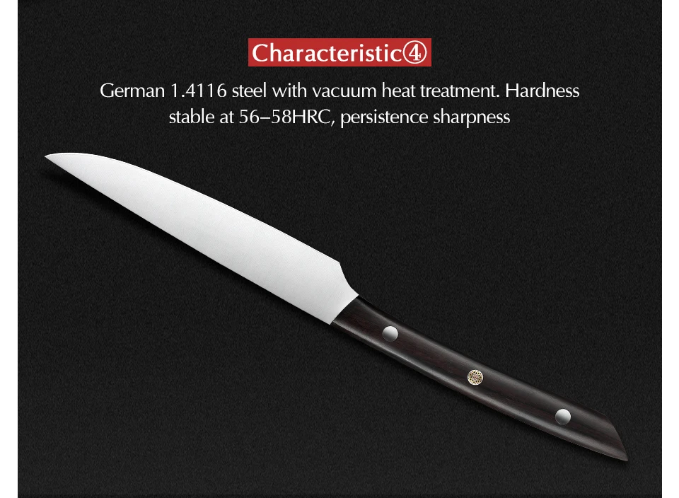 XINZUO, 5 дюймов, универсальный нож, кухонный нож, Германия, 1,411 сталь, кухонные ножи, нержавеющая сталь, Парер, нож для очистки овощей, ручка из черного дерева