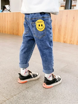 

Boys Jeans Tide Children Autumn Korean Version of the Smiley Face Pants Baby Western Style 2020 Spring Boy Children's Clothing