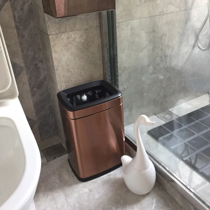 Creative Stainless Steel Trash Can Home Office Living Room Kitchen Without Cover Practical Waste Basket Garbage Containe LA40