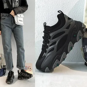 

2020 new Reflective Sneakers Women Trendy Chunky Dad Shoe Laces Platform Shoes New Color Matching lace-up Sneakers Chaussures