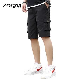 

ZOGAA Men's New Overalls Shorts Loose Casual Sports Cropped Pants Pockets Multi-Pure Printed Letters 2020 Sunmer