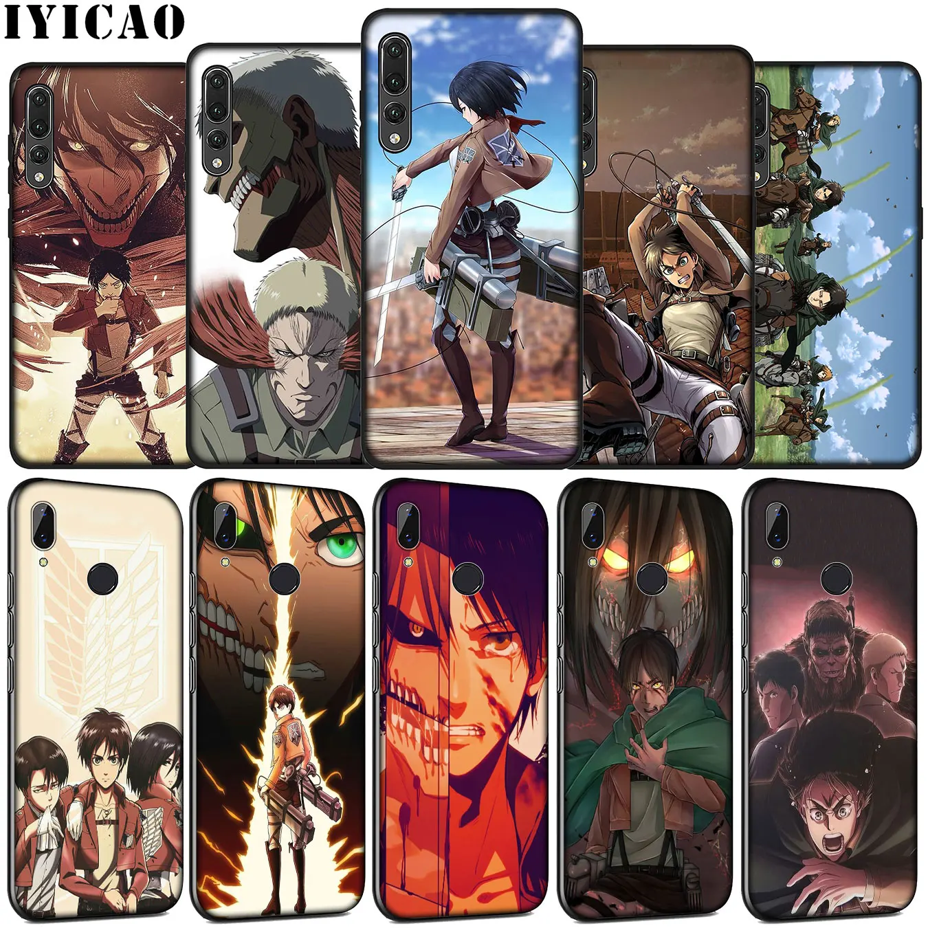 IYICAO Anime attack on Titan Soft Silicone Case for Huawei P30 P20 Pro P10 P9 Lite Mini 2017 2016 Black Cover P Smart Z 2019 | Мобильные