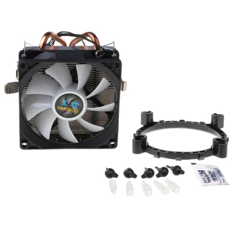 

CPU Cooler 2 Copper Heat Pipes 3Pin CPU Cooling Fan with 5 Colors Light for LGA 1151/1155/1156/AM2+/AM3+/AM4