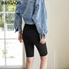 BIVIGAOS Spring Summer Elastic Sharkskin Knee Short Biker Shorts Women's High Waist Sexy bodybuilding Sport Shorts Black Gray ► Photo 2/6