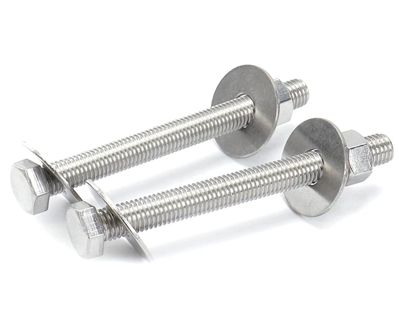 

2 Sets Stainless Steel Hex Head M10 M12 Extra Long Screw/Bolt With Two Plain Washers And One Nut Fully Threaded Length 50~200mm