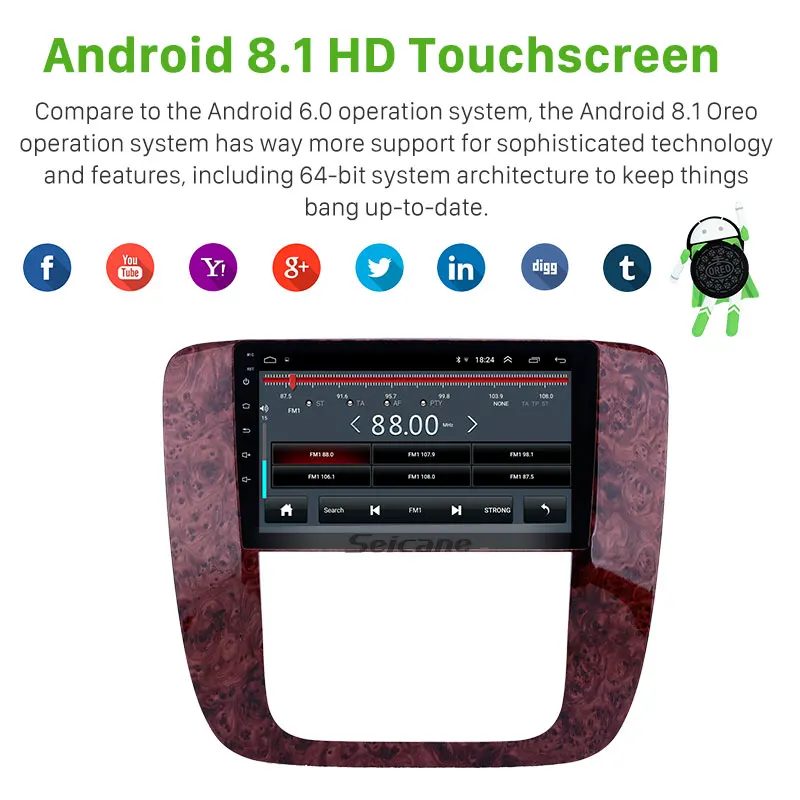 Seicane Android 8,1 " Автомобильный gps Navi Радио для 2007-2012 GMC Yukon/Acadia/Tahoe Chevy Chevrolet Tahoe/Suburban Buick Enclave