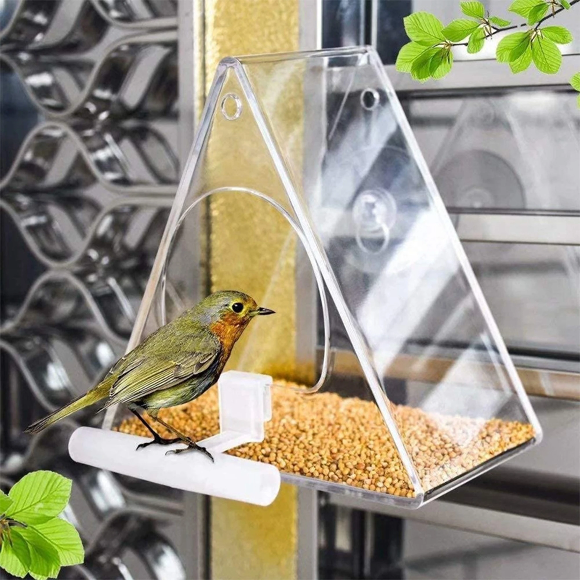 Triangular Transparent Acrylic Pet Box Bird Feeder Bird Feeder