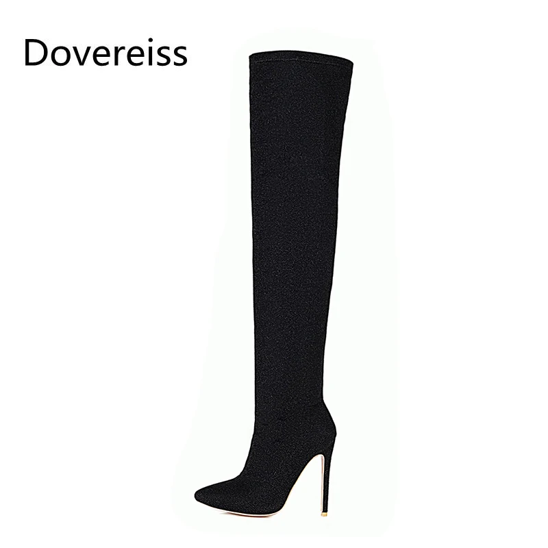 

Dovereiss Fashion Women's Shoes Winter new Pointed Toe Stilettos Heels Sexy Elegant Over the knee boots Concise Mature 33-48