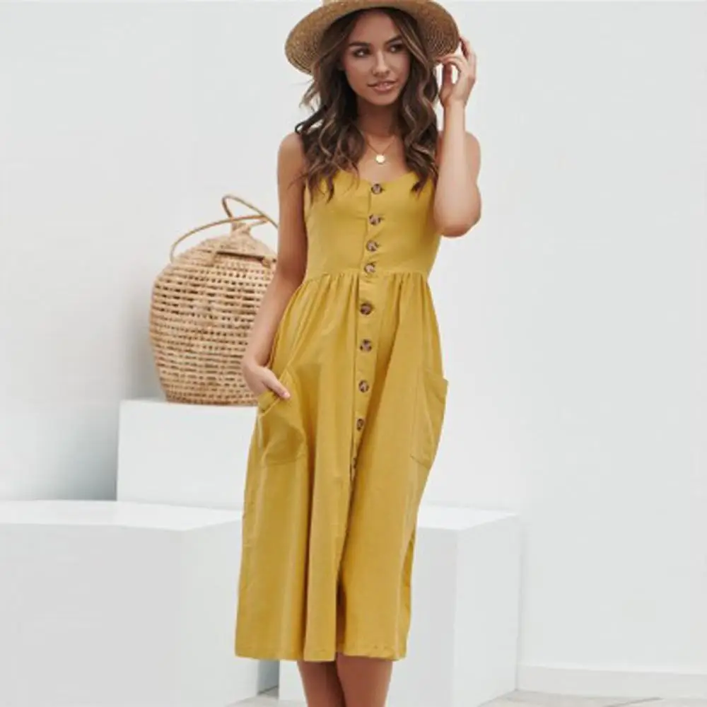 

Elegant Button Women Dress Polka Dots Red Cotton Midi Dress 2019 Summer Casual Female Plus Size Lady Beach vestidos