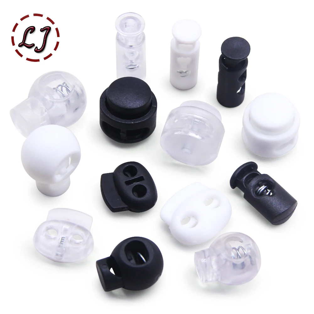 New 10pcs Cord Lock Plastic Stopper Cord Ends Toggles Clip Buckle Button Clear Frost Shoelace Sportswear DIY Bag Accessories