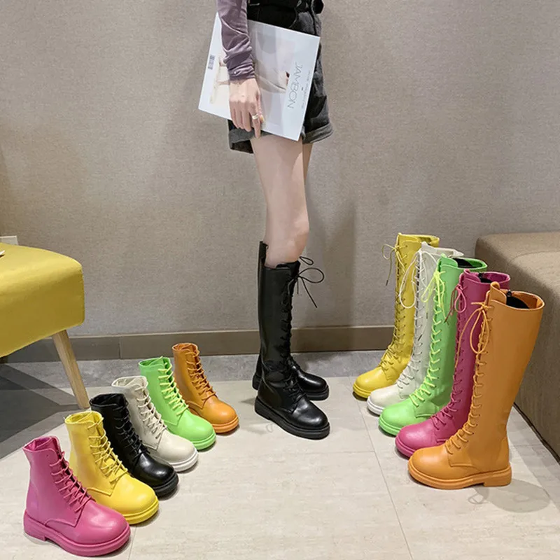 Осенне-зимние женские ботинки Винтажные Ботинки Martin Высокие сапоги до бедра на