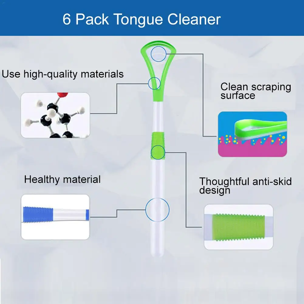 6 Pcs Tongue Brush Tongue Cleaner Scraper Cleaning Tongue Scraper For Oral Care Keep Fresh Breath Dental Care Tongue Clean Tools