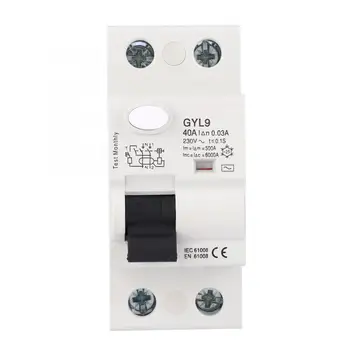 

GYL9 25/40/63A 2P 230VAC RCCB Residual Current Circuit Breaker Leakage Protector dc circuit breaker