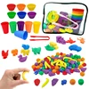 1 Set Montessori Rainbow Fruit Traffic Animal Counting Toy Baby Counting Rainbow Match Game Color Classification Educational Toy 1
