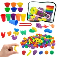 1 Set Montessori Rainbow Fruit Traffic Animal Counting Toy Baby Counting Rainbow Match Game Color Classification Educational Toy 1