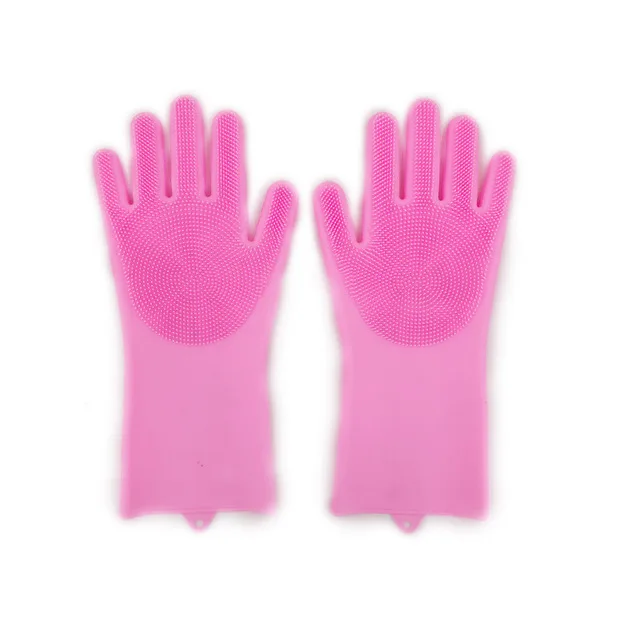 1 пара для мытья посуда уборки перчатки волшебные силиконовые резиновые перчатки для мытья посуды Щетка для домашнего хозяйства инструмент для чистки кухни скраб - Цвет: Красный