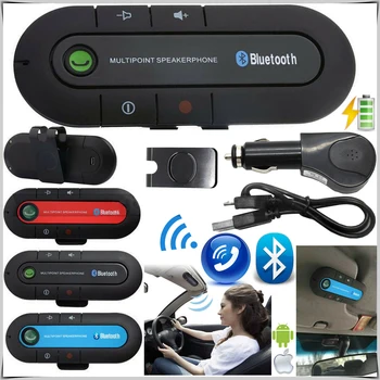 

NEW Bluetooth Handsfree Car Kit Wireless Bluetooth Speaker Phone MP3 Music Player Sun Visor Clip Speakerphone with Car Charger