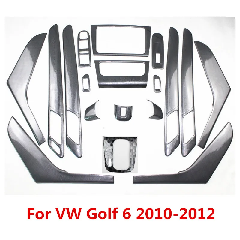 Наклейка 5D из углеродного волокна на центральную консоль автомобиля Volkswagen Golf 6 2010