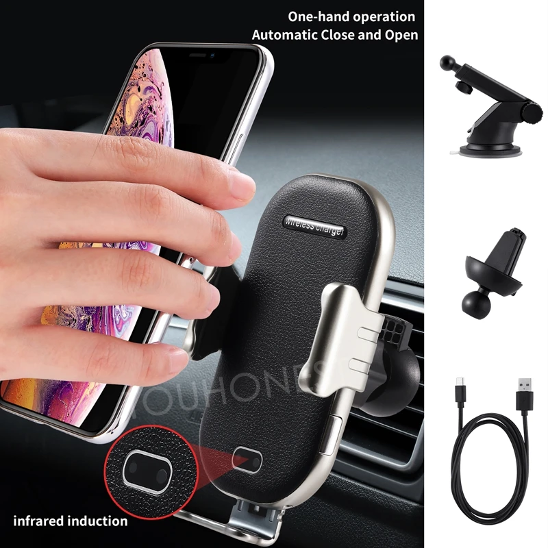 

Fast Wirless Charging Car Phone Holder For iPhone Xs Max Xr X Samsung S10 S9 Intelligent Infrared Qi Car Wireless Charger