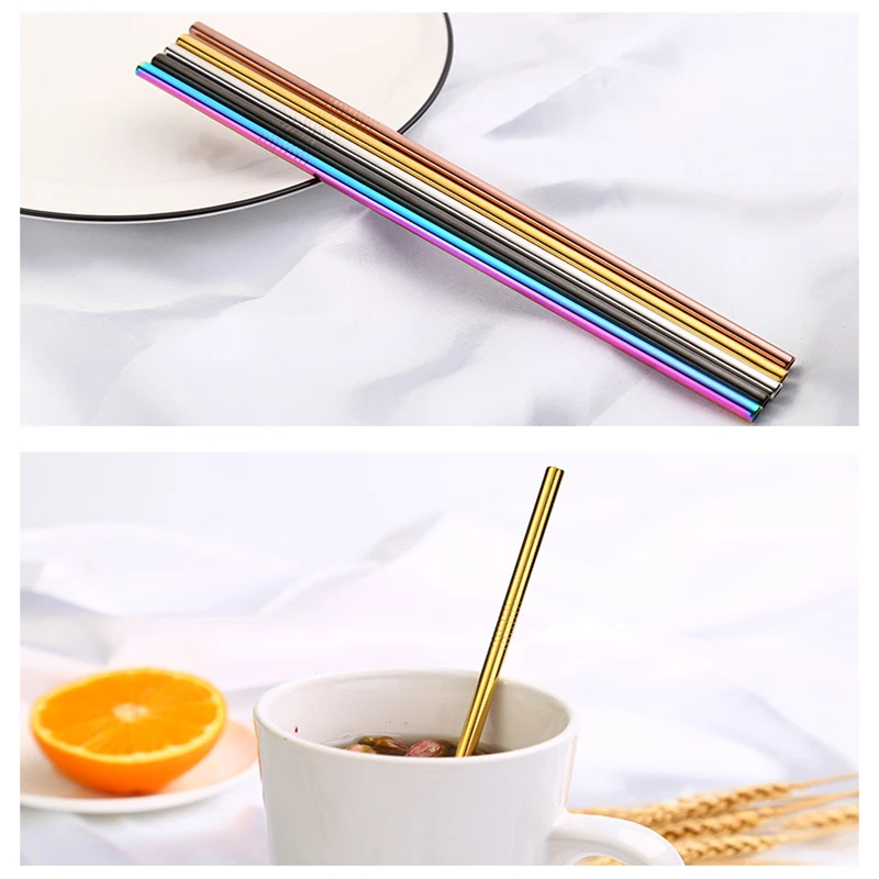 

Reusable 304 Stainless Steel Drinking Straw Straight Straw Smoothies Outdoor Drinking Tool 215mmx12mm