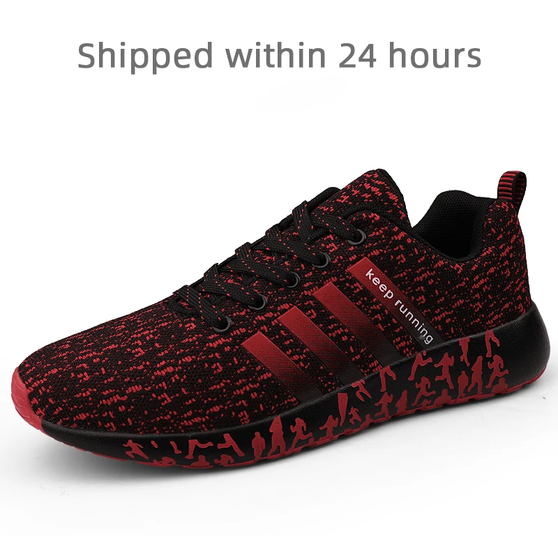 Damyuan/ г. Дышащая мужская обувь повседневная обувь мужские ботинки с сеткой Большие размеры zapatillas hombre Deportiva черная обувь Flyknit - Цвет: Красный