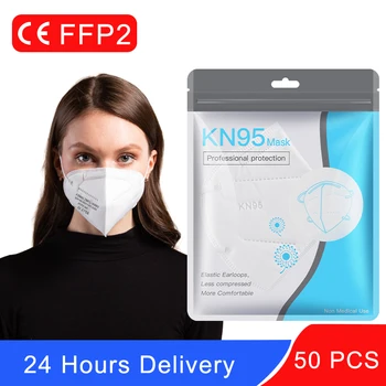 

50 Pieces Reuseable KN95 Mask Safety Dust Respirator Protective Health Care Dustproof Protective Mascarillas FFP2 KN95 Mask