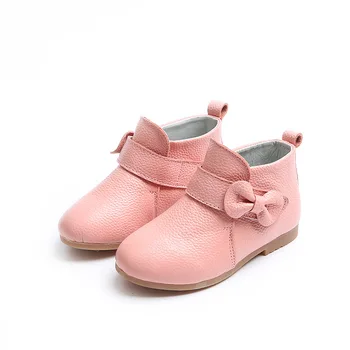 

MXHY2019 spring and autumn and winter new girls leather cotton boots children plus velvet high help princess single boots Girls