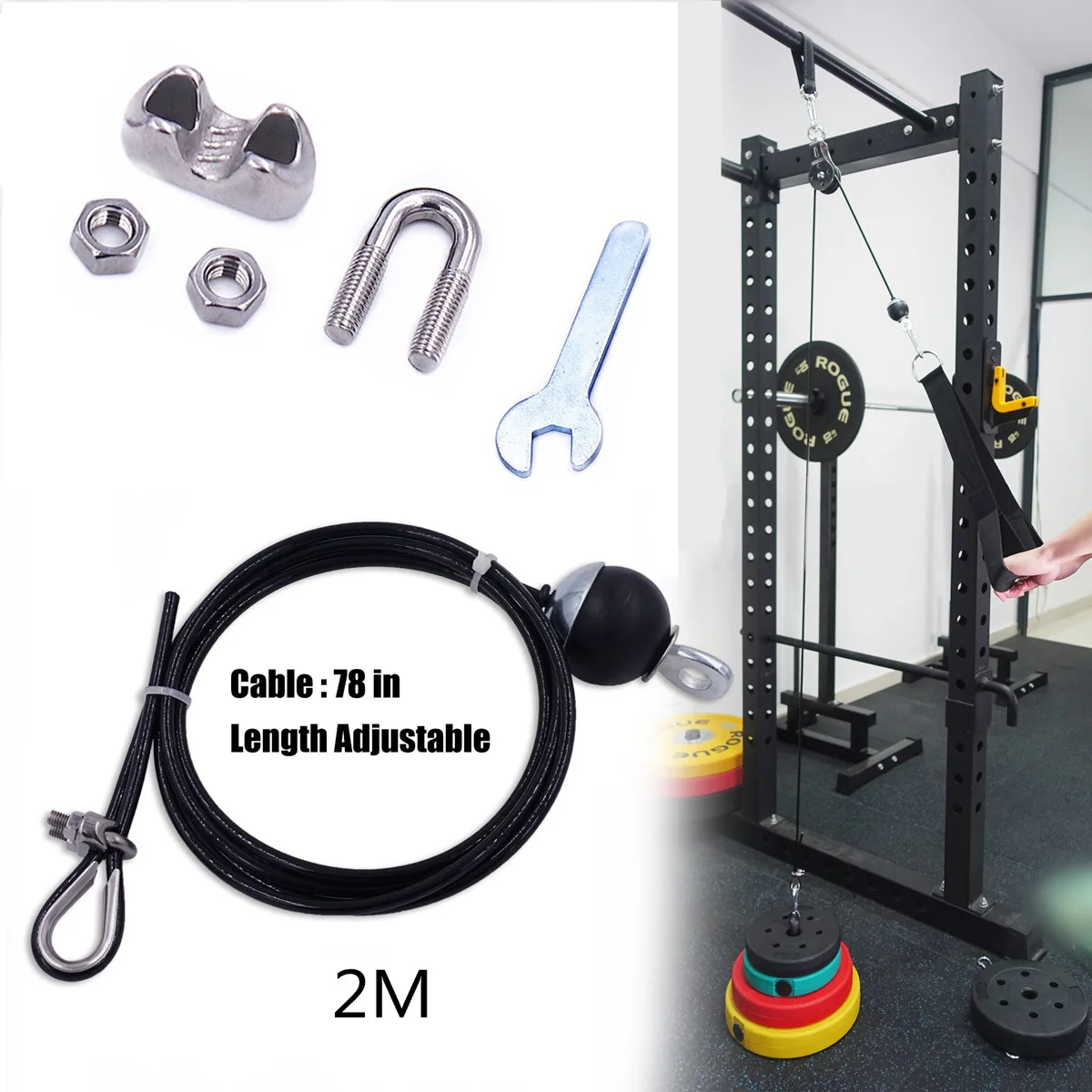 Fitness Pulley Cable System Lifting Machine Triceps 2M Rope Weight Workout M8B5 