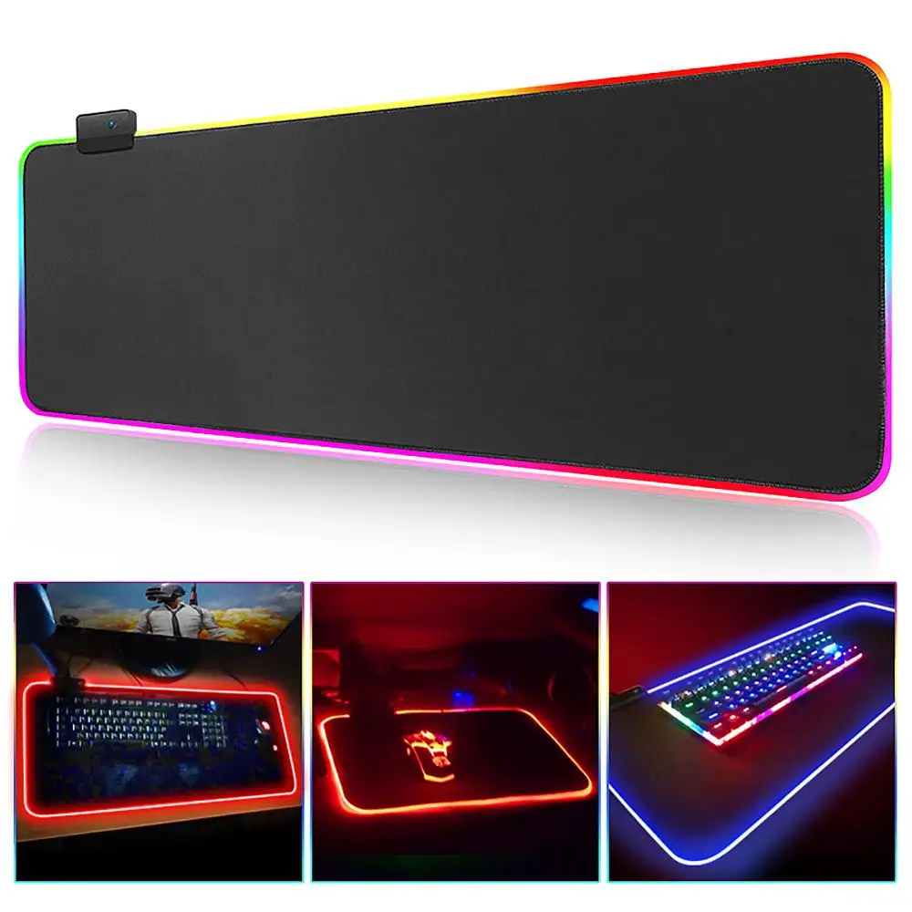 Tapis de souris gaming avec éclairage RGB, grand format (XXL), pour  ordinateur de bureau, accessoire pour joueur - AliExpress