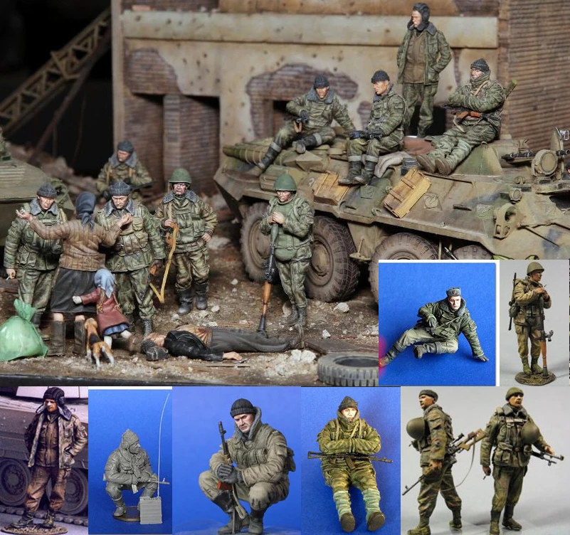1/35 русские солдаты(только 8 солдат, не включая штатский и танковый) полимерный фигурный строительный комплект