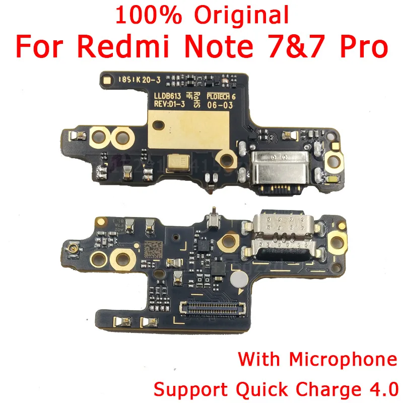 Оригинальная плата с зарядным портом для Xiaomi Redmi Note 7 Pro, запасные части, USB зарядная плата для Redmi Note 7, док-станция с гибким кабелем