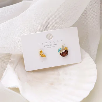 

Small Ear Stud Non-symmetrical Cute Lemon Beverage Small Sweet GIRL Ear Stud