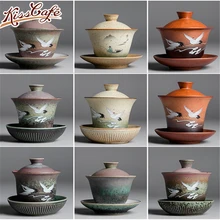 Эмаль Gaiwan разрисованная вручную керамика пиалы для чая чайный набор кунг-фу фарфор Чайный набор из чайная чашка в китайском стиле Чай Услуги