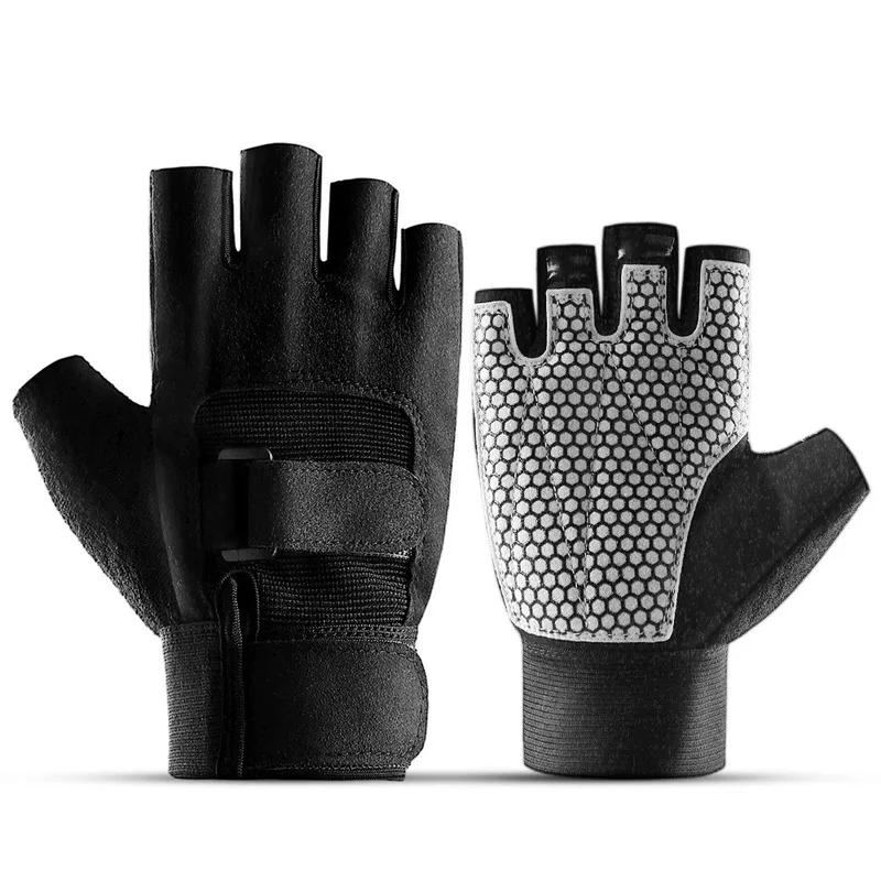 

Men Women Antislip Gym Half Finger Sport Gloves with Elastic Wrist Protection Shockproof Weight Lifting Fitness Barbell Gloves