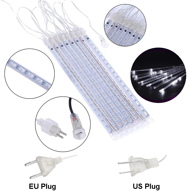 Водонепроницаемый 8 трубок 30 см 50 см Метеоритный Дождь светодиодный наружный струнный свет Рождественская гирлянда для свадьбы Вечерние украшения сада