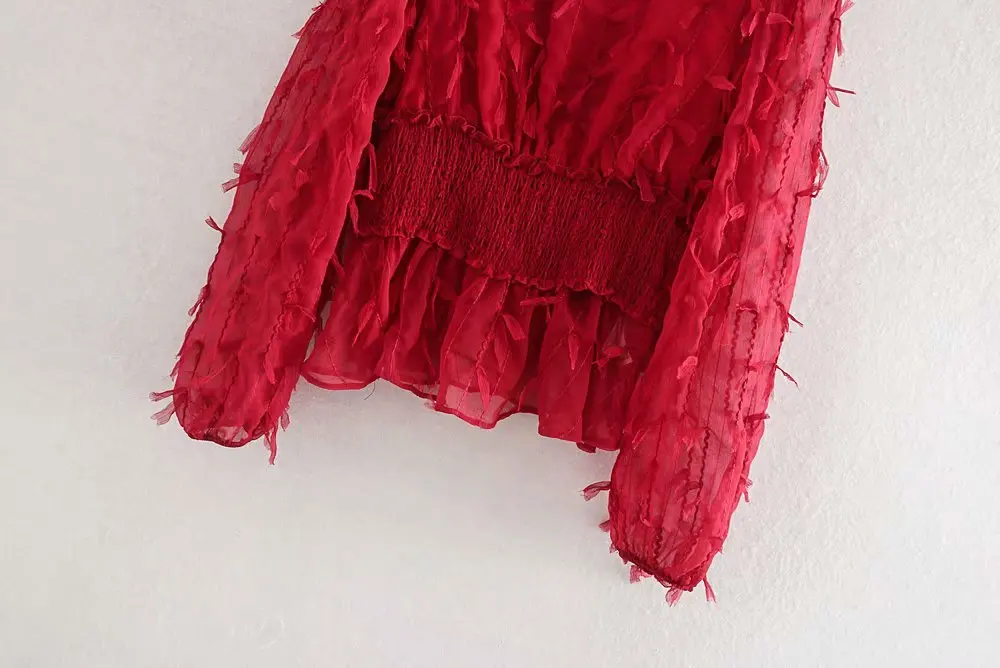 Рубашка в стиле готической Лолиты с красными перьями Harajuku топы с длинными рукавами и кисточками женская одежда
