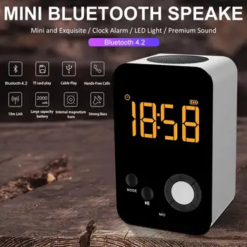 

Portable Wireless Speaker LED Light Clock Alarm Charging Bluetooth Smart Mini Speaker with LCD Screen Display