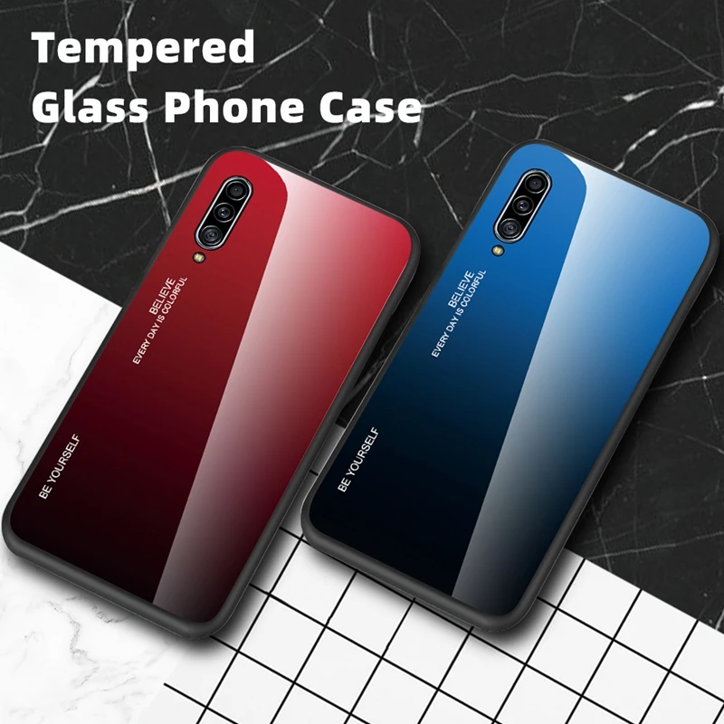 Закаленное Стекло чехол для samsung Galaxy A30S A50S A30 A40 A50 A60 A70 A80 A90 5 г Примечание 10 Pro S10 S11 Plus E градиент Цвет крышка