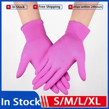 Rękawice nitrylowe różowe czarne 100 sztuk/partia Food Grade wodoodporne alergie jednorazowe jednorazowe rękawice ochronne rękawice nitrylowe mechanik