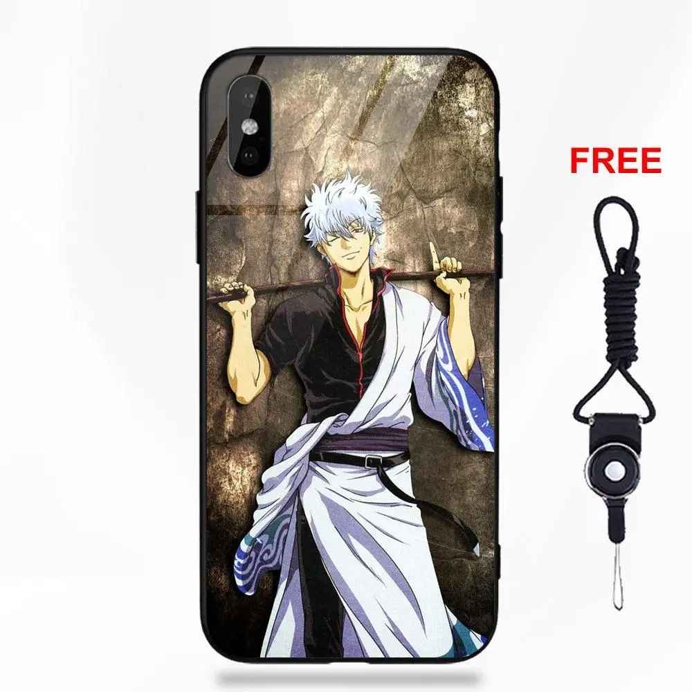 Gintama Gintoki Мягкий ТПУ чехол+ закаленное стекло для Apple iPhone 5 5C 5S SE 6 6S 7 8 Plus X XS Max XR - Цвет: as picture