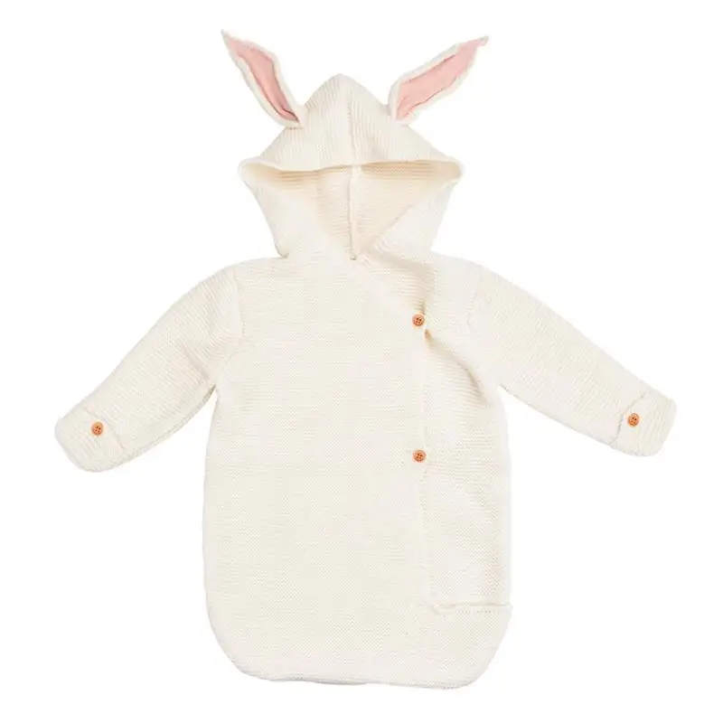 Newborn Baby Rabbit Ear Warm Sleeping Bags Infant Swaddle Winter Wrap Blanket Curve Design Conforming to Ergonomics - Цвет: Бежевый