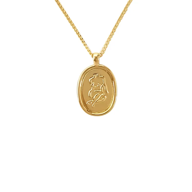 

Retro gold coin necklace female European and American temperament cold wind design simple 2021 new necklaces