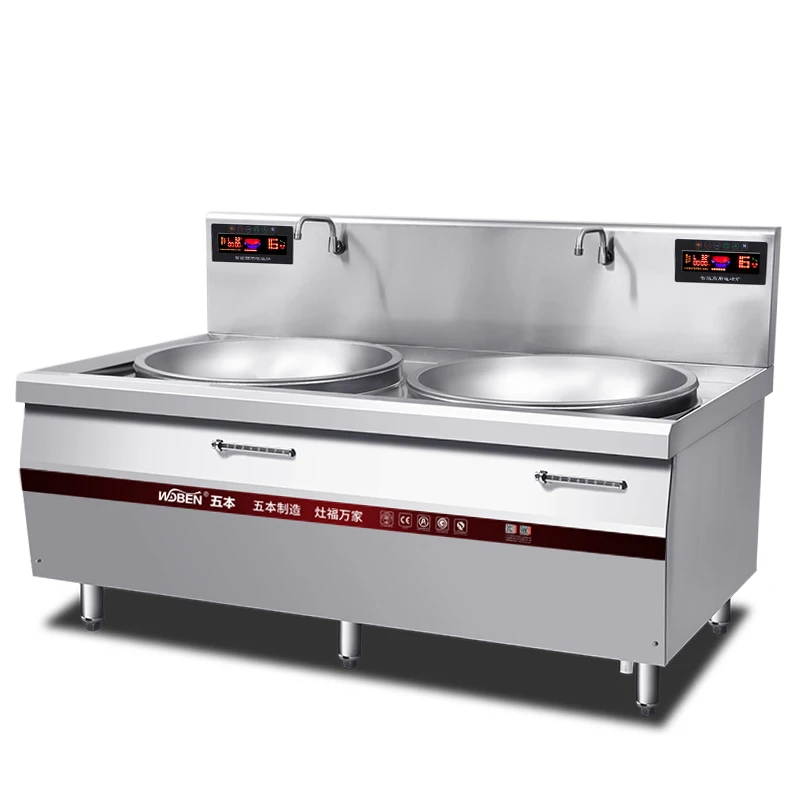 12000W commercial induction cooker stainless steel electric stove electric wok pot pot double-head induction cooker - Цвет: Silver