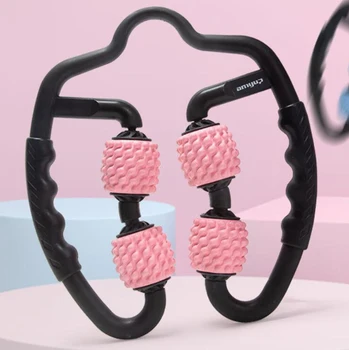 

U Shape Trigger Point Massage Roller for Arm Neck Muscle Tissue for Fitness Gym Yoga Pilates Sports 4 Wheel Yoga fitness equipme